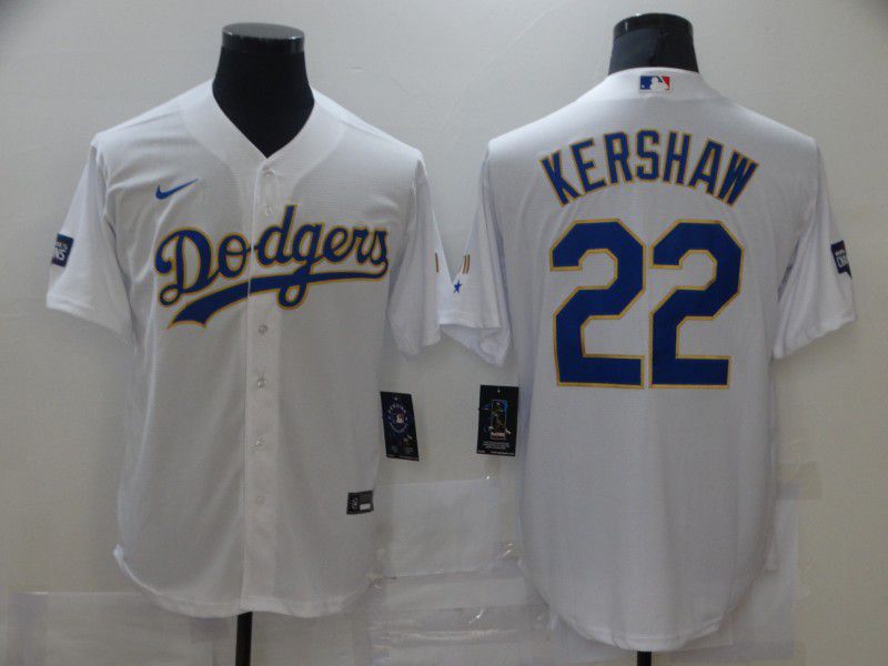 Men Los Angeles Dodgers 22 Kershaw White Game 2021 Nike MLB Jersey1
